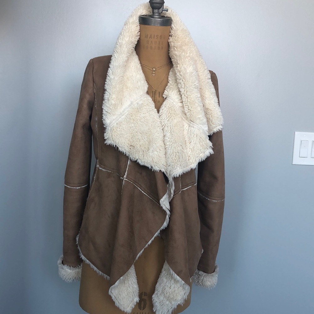 B Hip by Mejane Waterfall Faux Fur Brown Jacket S